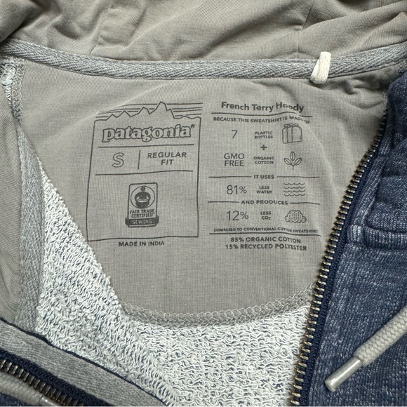 Patagonia Fitz Roy Scope French Terry Full-zip Hoody In Blue Size: S (Flaws) - Picture 7 of 14